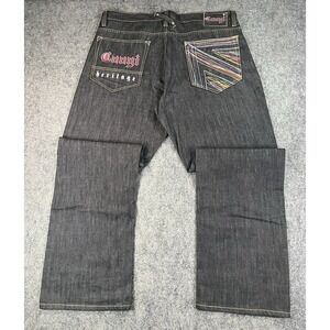 Vintage Coogi Jeans Mens 42x35 Heritage Wide Leg Baggy Black Denim Britain
